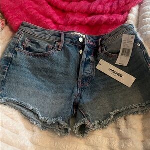 Vigoss Blue Denim Shorts with Pink Stitching
